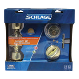 Schlage Bell Bright Brass Knob and Single Cylinder Deadbolt, ANSI Grade 2, 1-3/4 in. Door Thickness