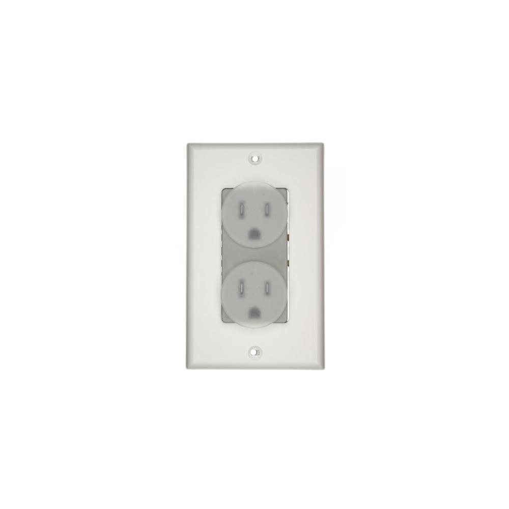 15 Amp J-Box Kit Duplex Outlet, White/Gray - Super Arbor