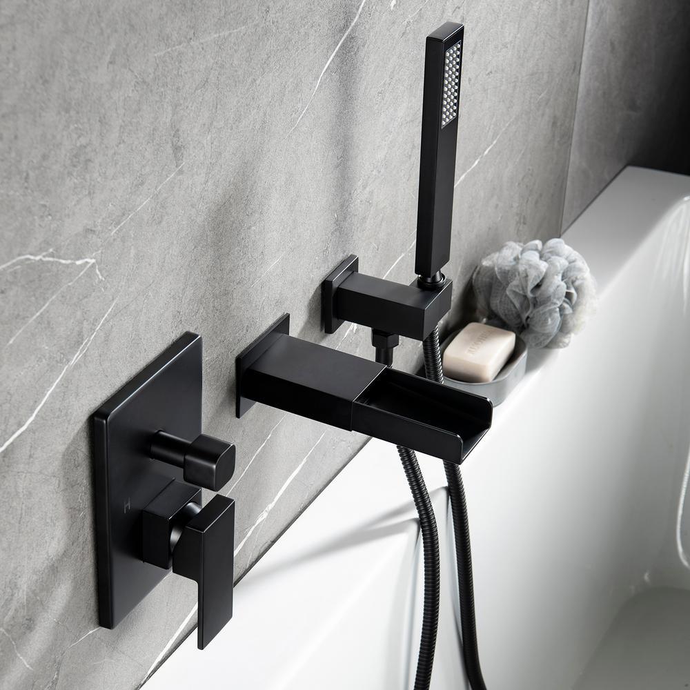 Square Hand-Held Bathtub Faucet In Matt Black - Super Arbor