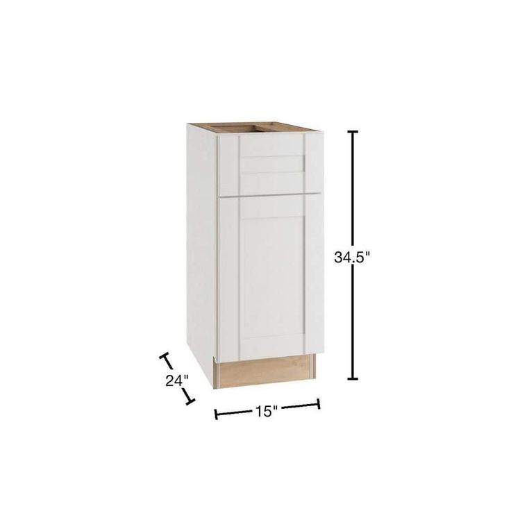 Home Decorators Collection Washington Vesper White Plywood Shaker Assembled Base Kitchen Cabinet FH 1 ROT Sft Cls L 15 in W x 24 in D x 34.5 in H