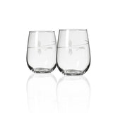 Fly Fishing 17 fl.oz Stemless Wine Glasses Set (Set of 2)