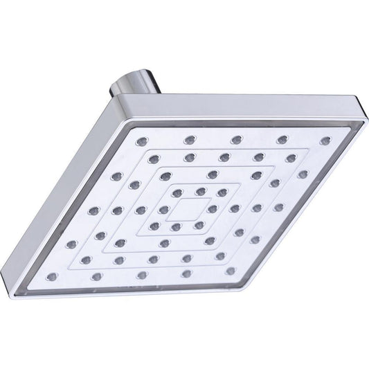 1-Spray 6 in. Single Wall Mount LED Lighted Fixed Rain Shower Head in Chrome - Super Arbor