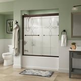 Everly 60 in. x 58-1/8 in. Traditional Semi-Frameless Sliding Bathtub Door in Chrome and 1/4 in. (6mm) Rain Glass - Super Arbor