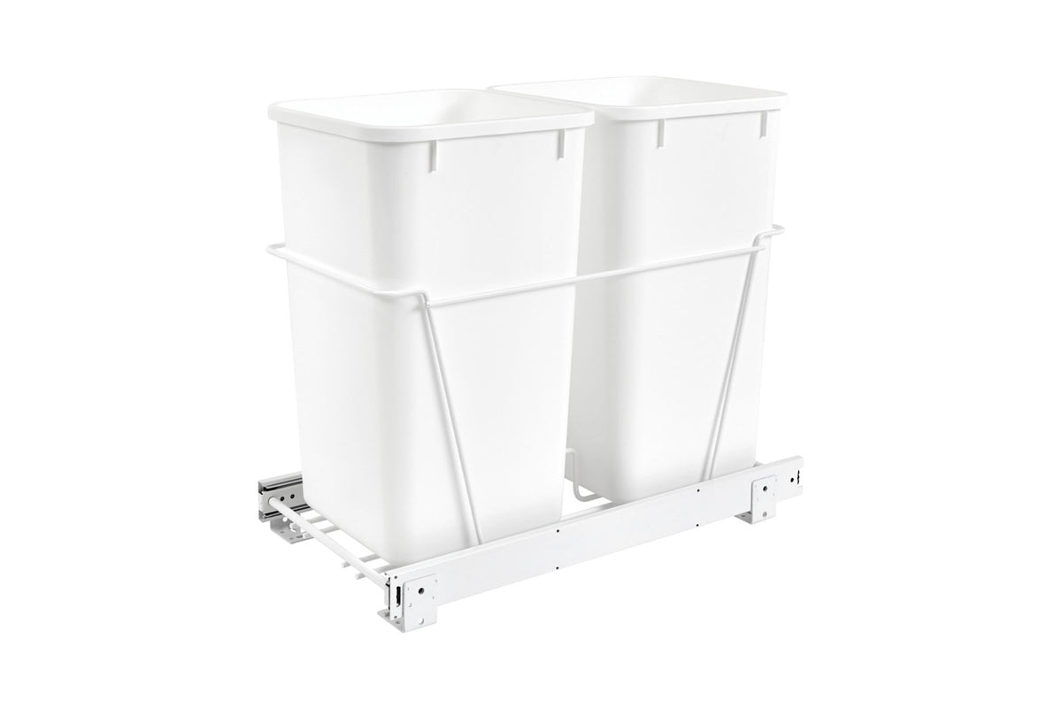Rev-A-Shelf RV Series 35-Quart Dual Plastic Pull-Out Trash Can, Soft-Close, Bottom-Mount
