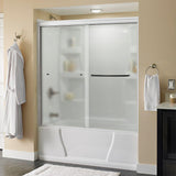 Simplicity 60 in. x 58-1/8 in. Semi-Frameless Traditional Sliding Bathtub Door in Bronze with Droplet Glass - Super Arbor