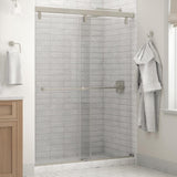 Lyndall 60 x 71-1/2 in. Frameless Mod Soft-Close Sliding Shower Door in Nickel with 1/4 in. (6mm) Transition Glass - Super Arbor