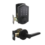 Castle Matte Black Touchpad Single Cylinder Deadbolt with Tonbridge Hall and Closet Door Lever Combo Pack