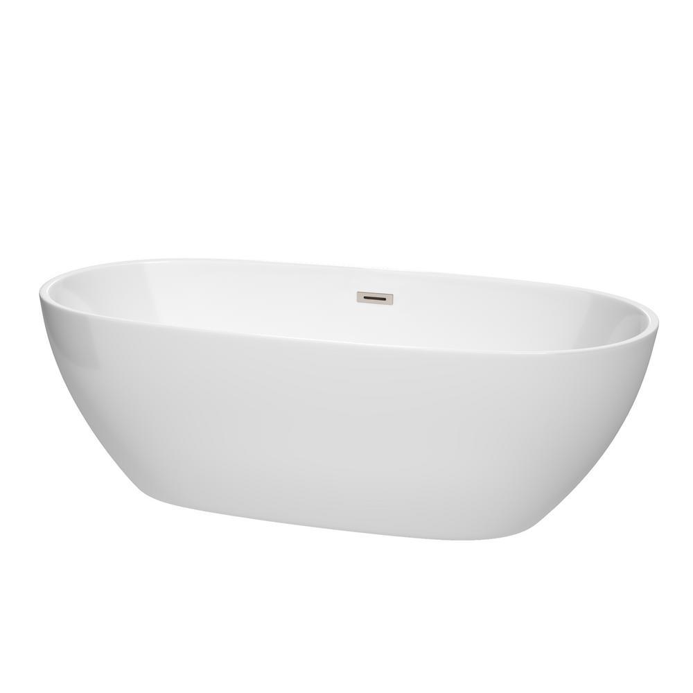 Juno 5.3 ft. Acrylic Flatbottom Non-Whirlpool Bathtub in White with Polished Chrome Trim - Super Arbor