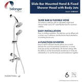 Belanger 2-Spray 8 in. Dual Shower Head and Handheld Shower Head with Body Jets in Polished Chrome