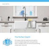Farmhouse Apron Front Fireclay 33 in. 60/40 Double Bowl Kitchen Sink - Super Arbor