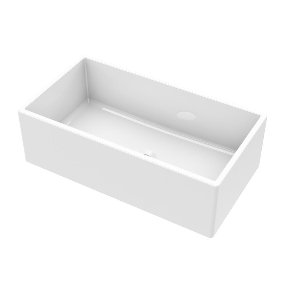 Farmhouse Apron Front Fireclay 30 in. Single Bowl Kitchen Sink in White - Super Arbor