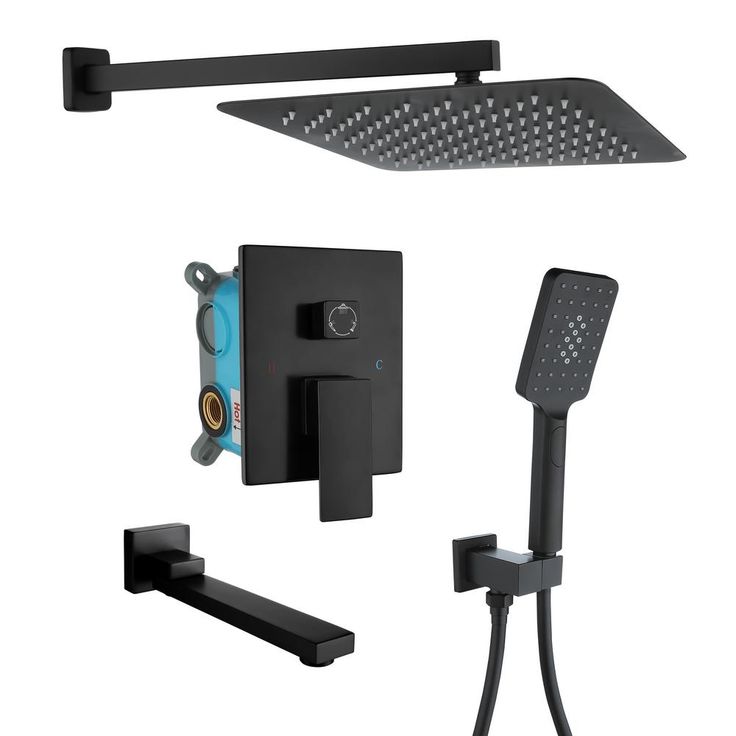 3-Spray with 2.5 GPM 10 in. 3 Functions Tub Wall Mount Dual Shower Heads in Spot in Matte Black (Valve Included)