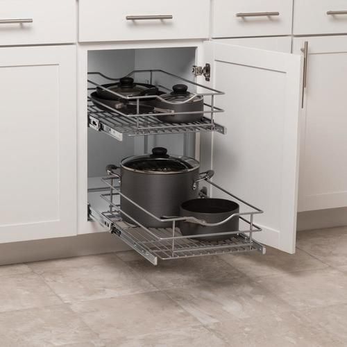 Simply Put 14-in W x 19.1875-in H 2-Tier Pull Out Metal Soft Close Baskets & Organizers