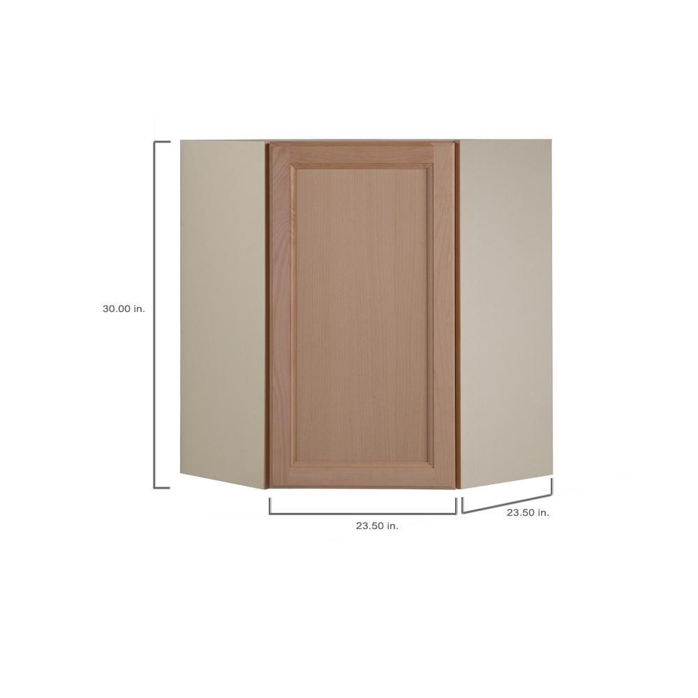 Easthaven Shaker Assembled 23.64 in. x 30 in. x 23.64 in. Frameless Corner Wall Cabinet in Unfinished Beech - Super Arbor