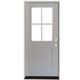 32 in. x 80 in. Premium Clear 4 Lite Plank Panel White Primed Steel Prehung Front Door - Super Arbor