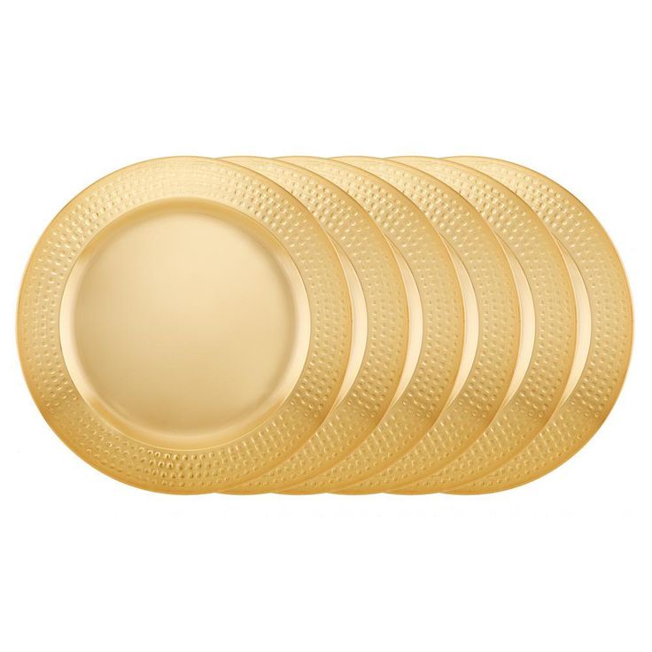 13 in. Decor Champagne SS Hammered Rim Charger Plate (Set of 6)
