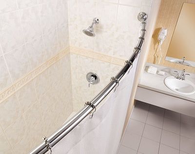 54 in. - 72 in. Adjustable Length Curved Shower Rod in Chrome