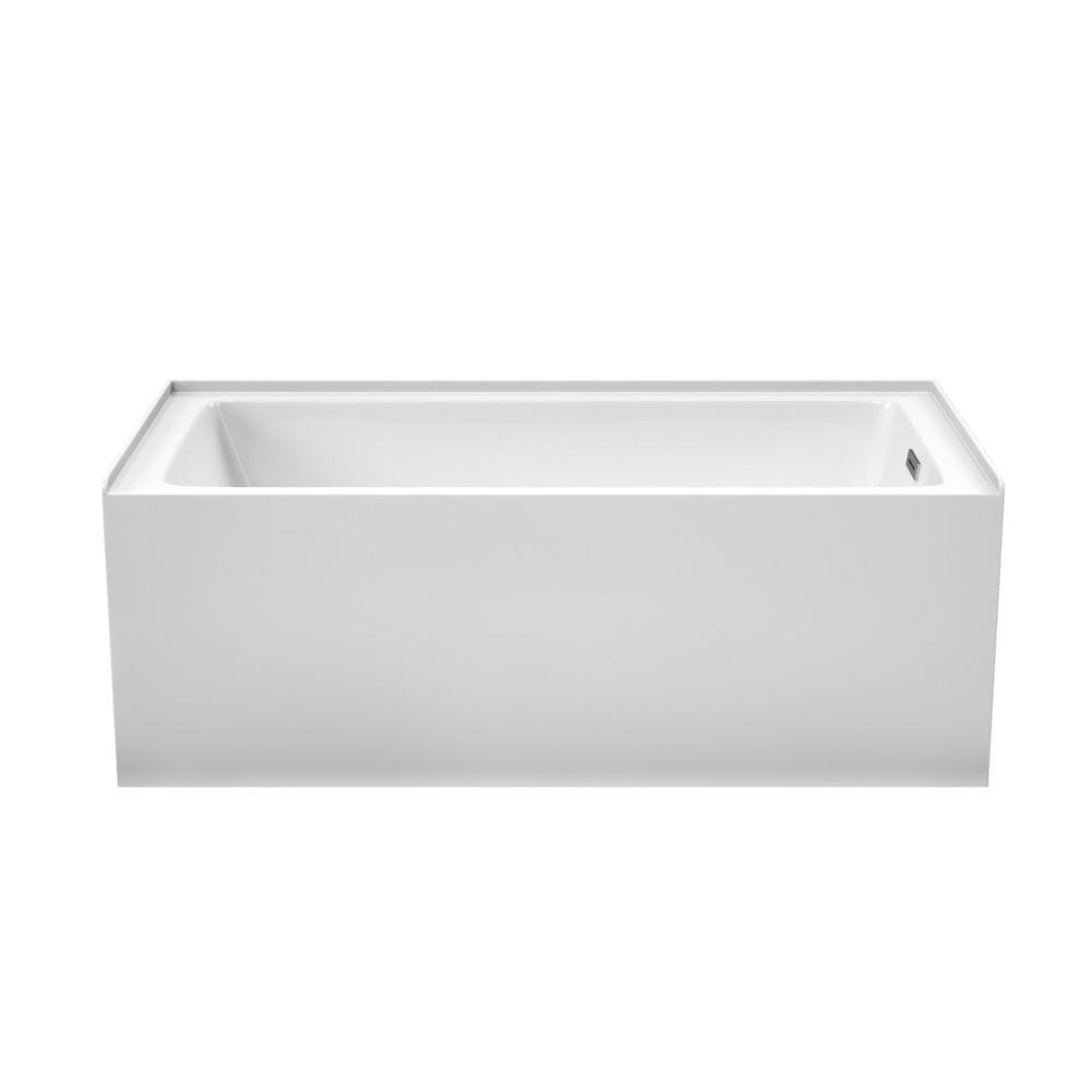 Grayley 60 in. L x 30 in. W Acrylic Right Hand Drain Rectangular Alcove Bathtub in White with Chrome Trim - Super Arbor