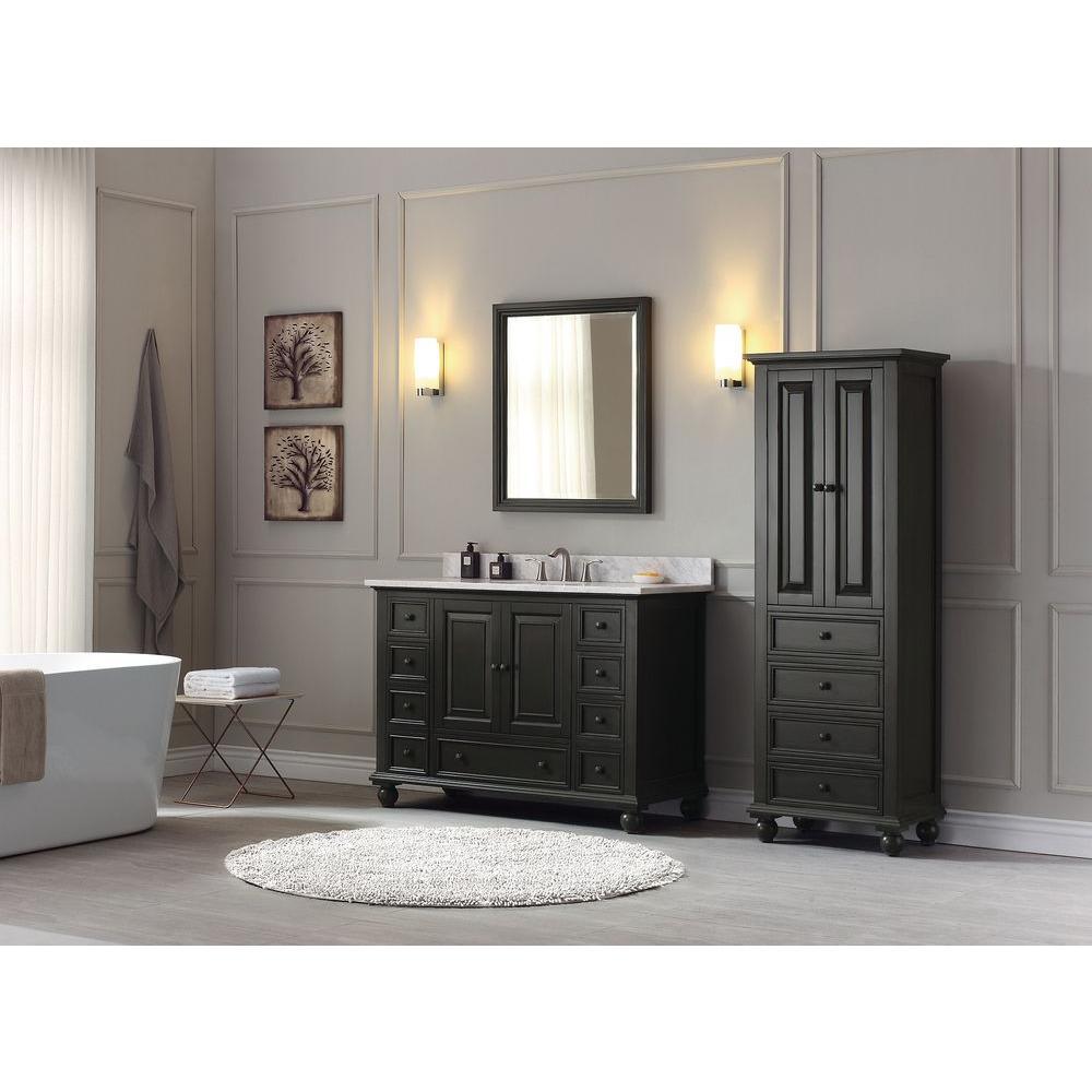 Thompson 24 in. W x 68 in. H x 16 in. D Bathroom Linen Storage Cabinet in Charcoal Glaze - Super Arbor