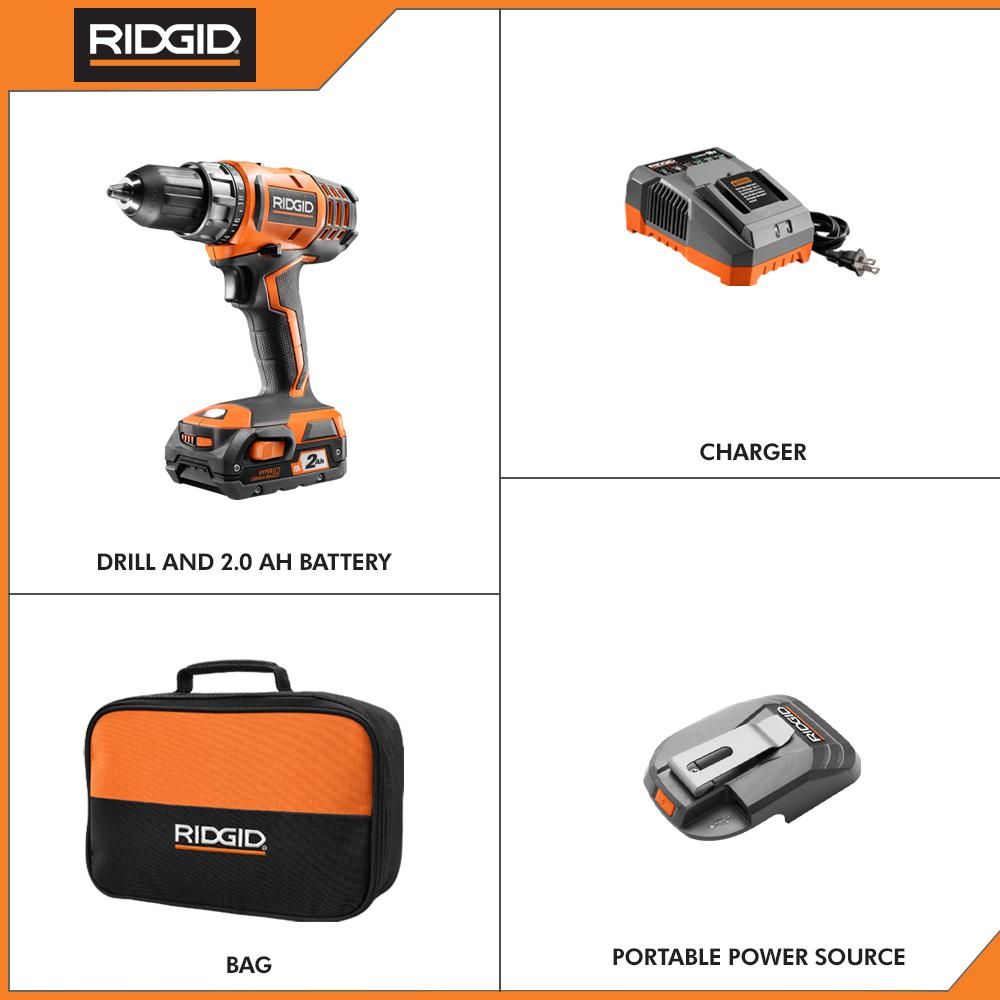 18-Volt Cordless 2-Speed 1/2 in. Compact Drill/Driver Kit and Portable Power Source - Super Arbor
