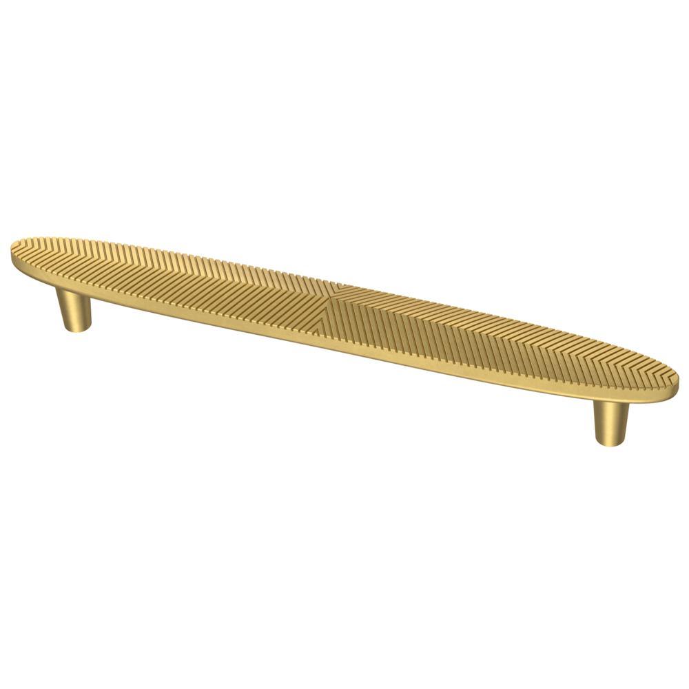 Modern Herringbone 3-3/4 in. (96mm) Center-to-Center Brushed Brass Cabinet Drawer Pull (2-Pack) - Super Arbor
