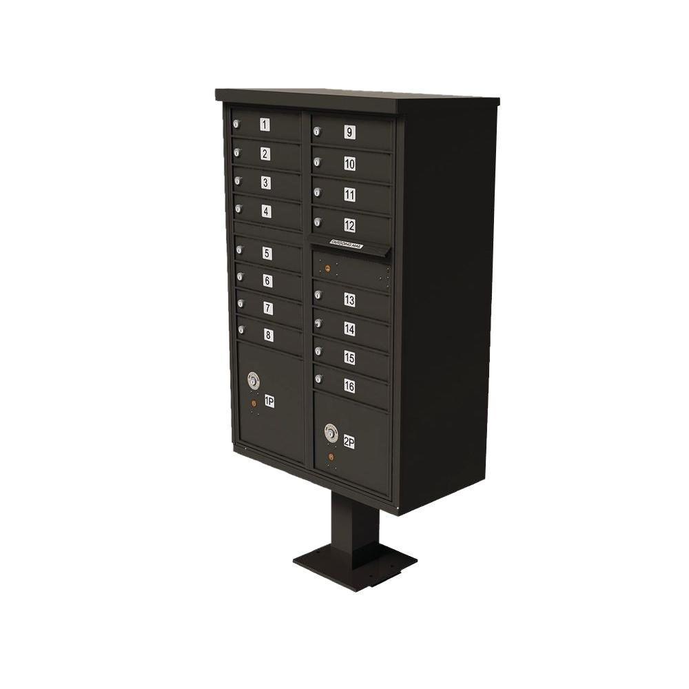 16-Mailboxes 1-Outgoing Mail Compartment 2-Parcel Lockers Pedestal Mount Cluster Box Unit - Super Arbor
