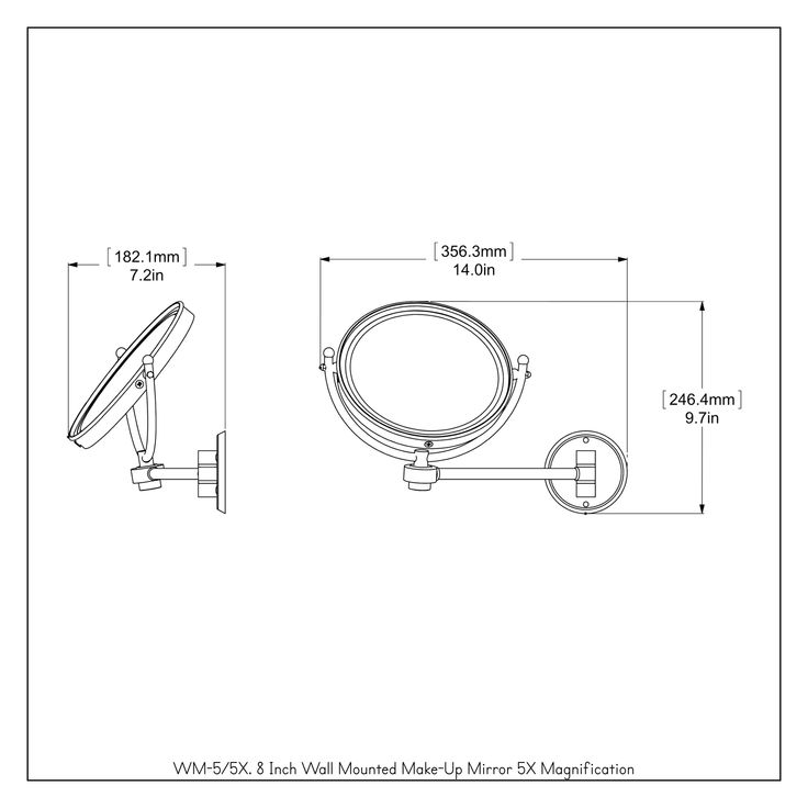 Allied Brass 8-in x 10-in Matte Gray Double-Sided Magnifying Wall-Mounted Vanity Mirror