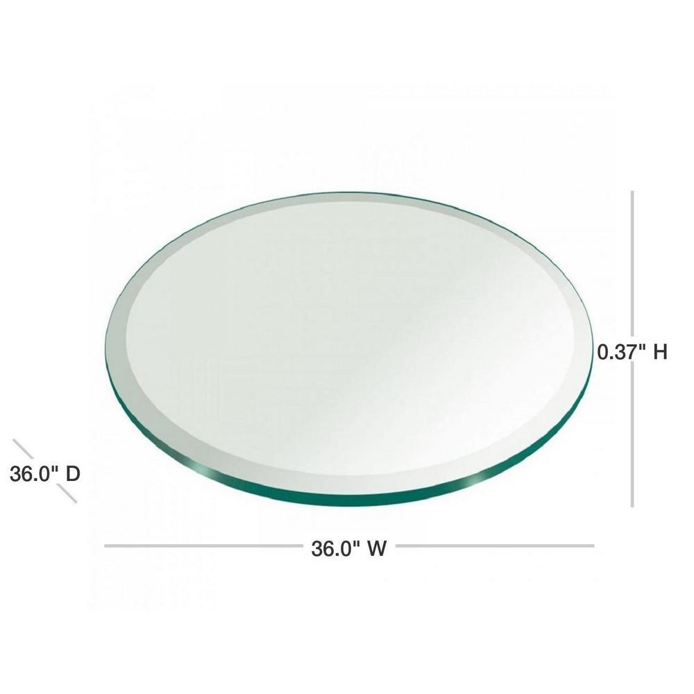 36 in. Clear Round Glass Table Top, 3/8 in. Thickness Tempered Beveled Edge Polished - Super Arbor
