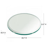 36 in. Clear Round Glass Table Top, 3/8 in. Thickness Tempered Beveled Edge Polished - Super Arbor
