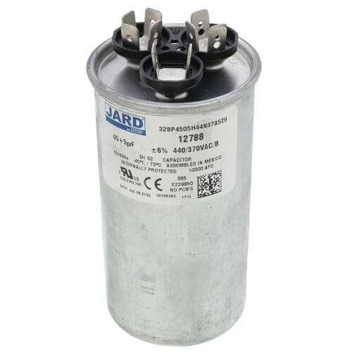 Lennox 89M80 capacitor - front view (Voltage: 440v; MFD: 45/5)