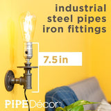 1/2 in. Black Steel Pipe 7.5 in. H Wall Sconce Lamp Kit
