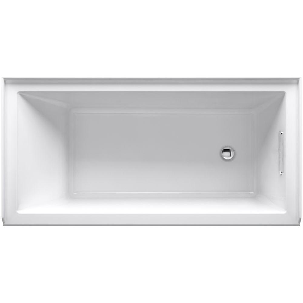 Underscore 5 ft. Rectangle Right-Hand Drain Bathtub in White - Super Arbor