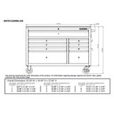 52 in. 9-Drawer Mobile Workbench in Gloss Blue - Super Arbor