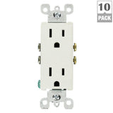 Decora 15 Amp Residential Grade Grounding Duplex Outlet, White (10-Pack) - Super Arbor