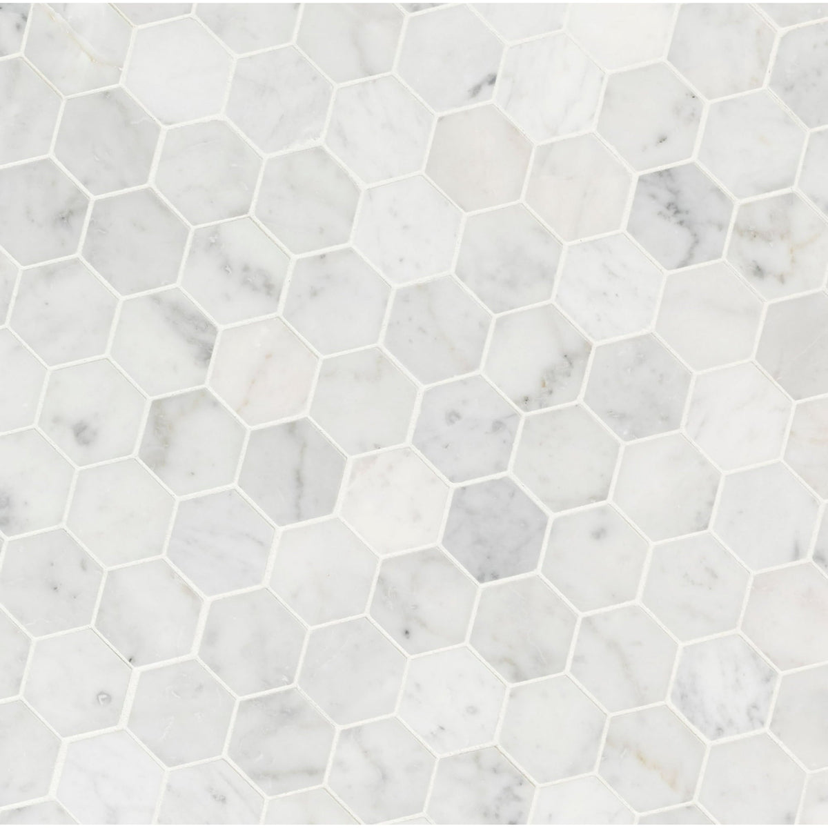 Carrara White Hexagon 12 in. x 12 in. x 8mm Honed Marble Mesh-Mounted Mosaic Tile (9.8 sq. ft./Case)