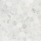 Carrara White Hexagon 12 in. x 12 in. x 8mm Honed Marble Mesh-Mounted Mosaic Tile (9.8 sq. ft./Case)