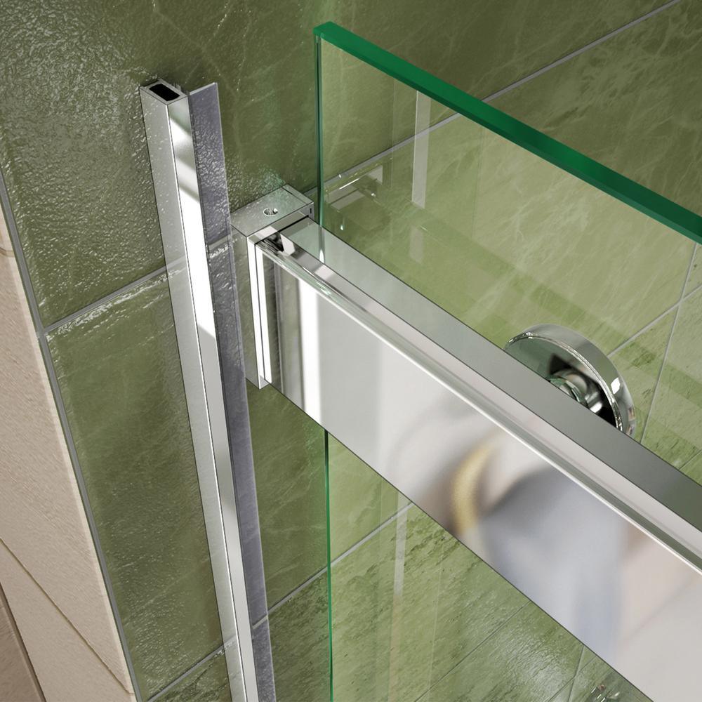 Essence 56 to 60 in. x 76 in. Semi-Frameless Sliding Shower Door in Brushed Nickel - Super Arbor