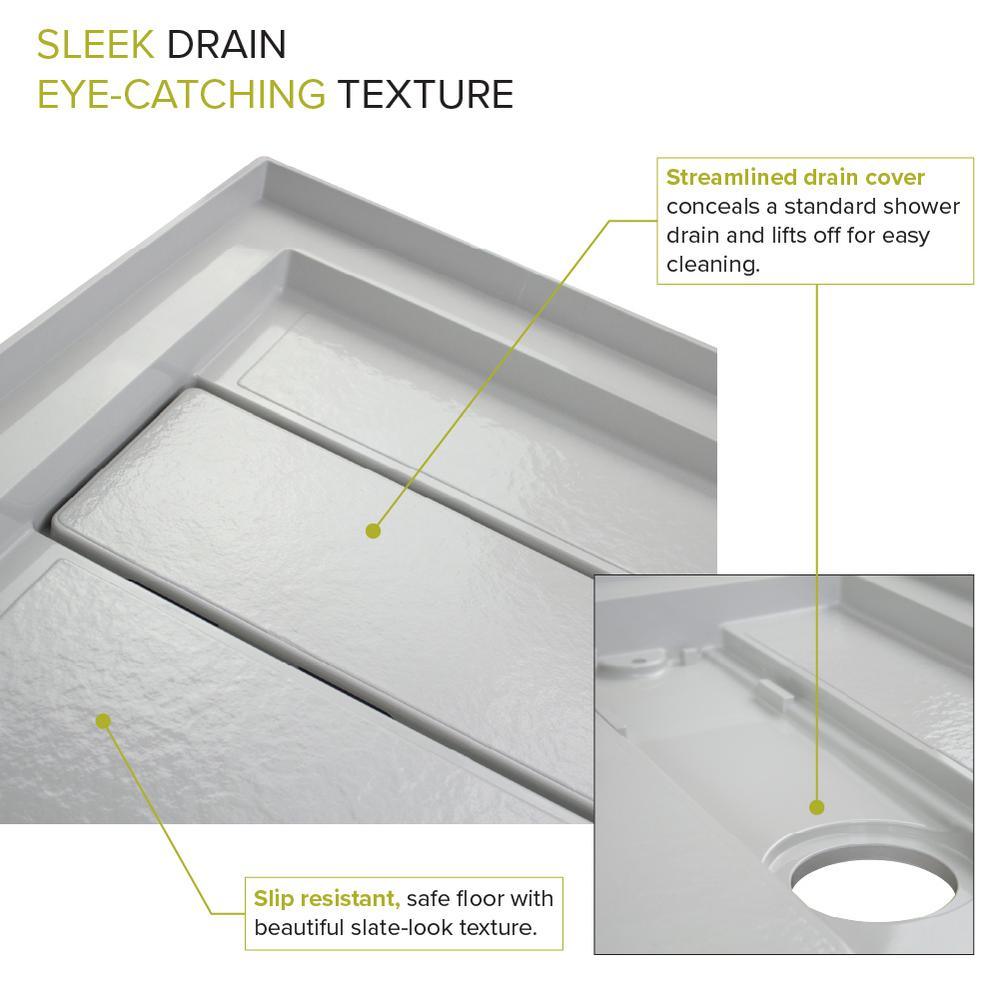 Linear 30 in. x 60 in. Single Threshold Shower Base with a Right Drain in Grey - Super Arbor