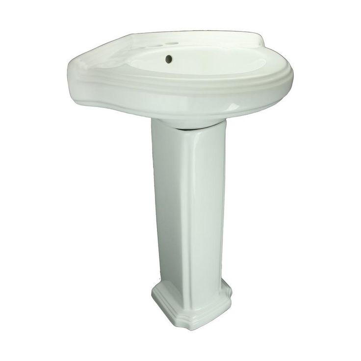 Portsmouth 22 in. Corner Pedestal Combo Bathroom Sink in White with Overflow