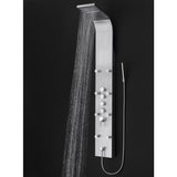 65 in. 8-Jet Rainfall Shower Panel System with Rainfall Waterfall Shower Head and Shower Wand in Stainless Steel