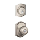 Camelot Aged Bronze Single Cylinder Deadbolt with Georgian Entry Door Knob Combo Pack - Super Arbor