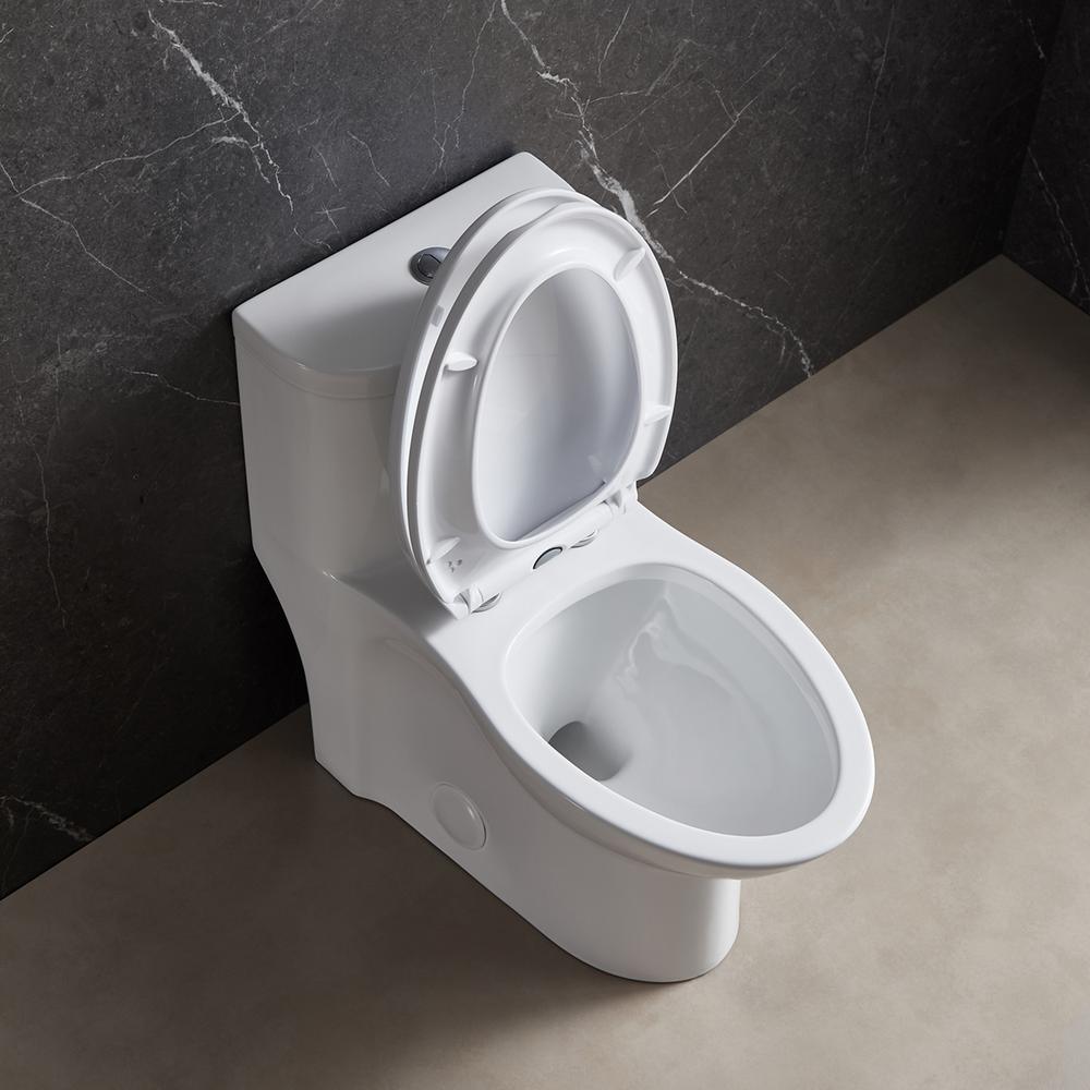 1-Piece 1.1 GPF /1.6 GPF Dual Flush High Efficiency Elongated Toilet in White Seat Included - Super Arbor