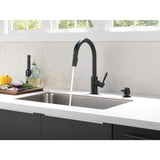 Delta Trask Matte Black 1-Handle Deck-Mount Pull-Down Handle Kitchen Faucet (Deck Plate Included)