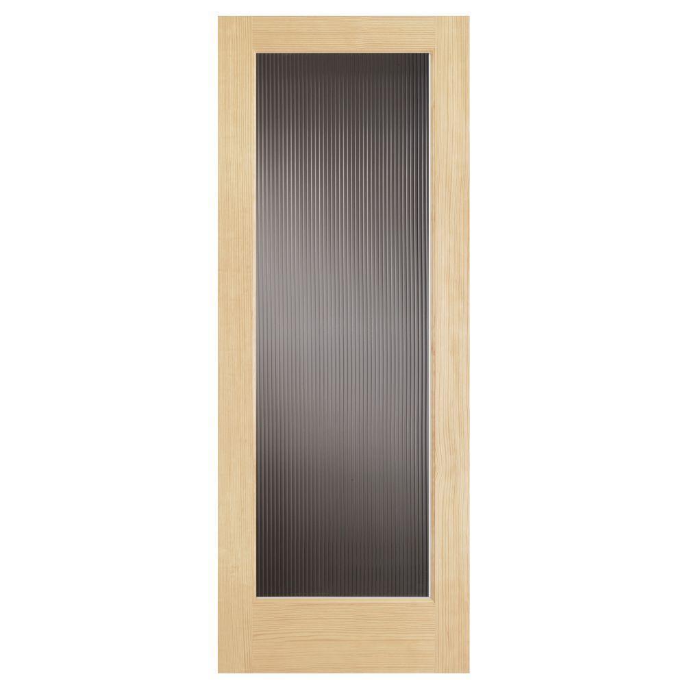 Steves & Sons 30 in. x 80 in. Modern Full Lite Solid Core Pine Reed Glass Interior Door Slab