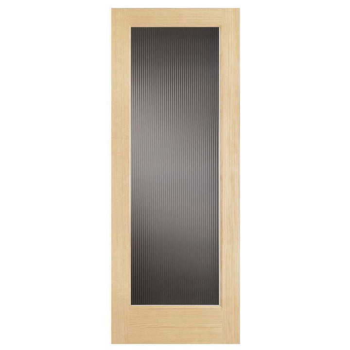 30 in. x 80 in. Modern Full Lite Solid Core Pine Reed Glass Interior Door Slab - Super Arbor