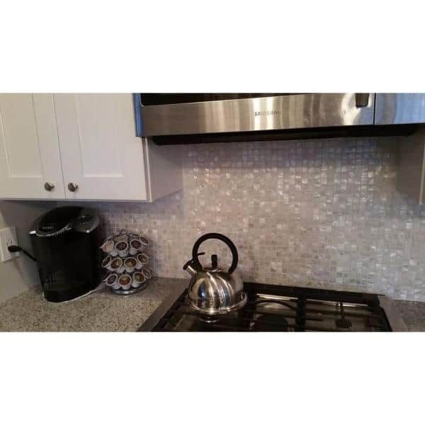 Art3d 12 in. x 12 in. Mother of Pearl Shell Mosaic Tile Backsplash in White