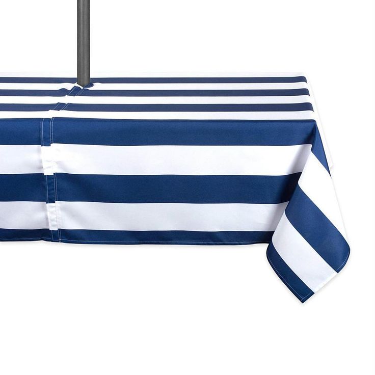 Outdoor 60 in. x 120 in. Nautical Blue Cabana Stripe Polyester with Zipper Tablecloth