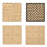 Giantex 10-Piece Acacia Wood Deck Tiles Patio Interlocking Floor Tiles