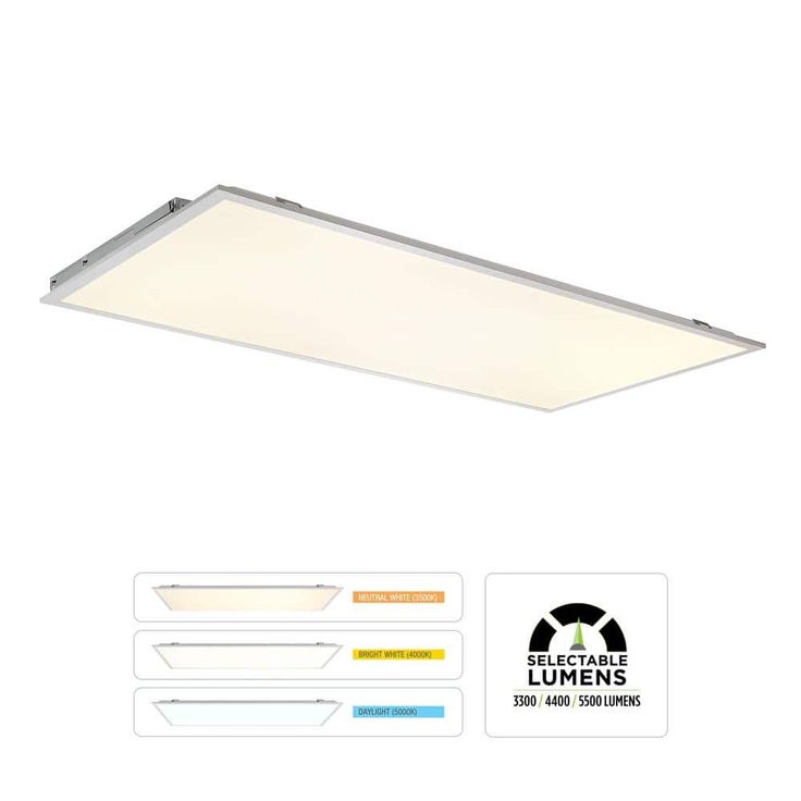 Commercial Electric 2 ft. x 4 ft. 500 Watt Equivalent Integrated LED White Troffer Light 3 CCT with up to 5500 Lumen Select