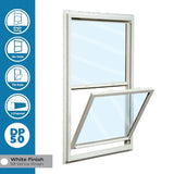 RELIABILT 150 Series New Construction 31-1/2-in x 61-1/2-in x 3-1/4-in Jamb White Vinyl Dual-pane Single Hung Window Half Screen Included